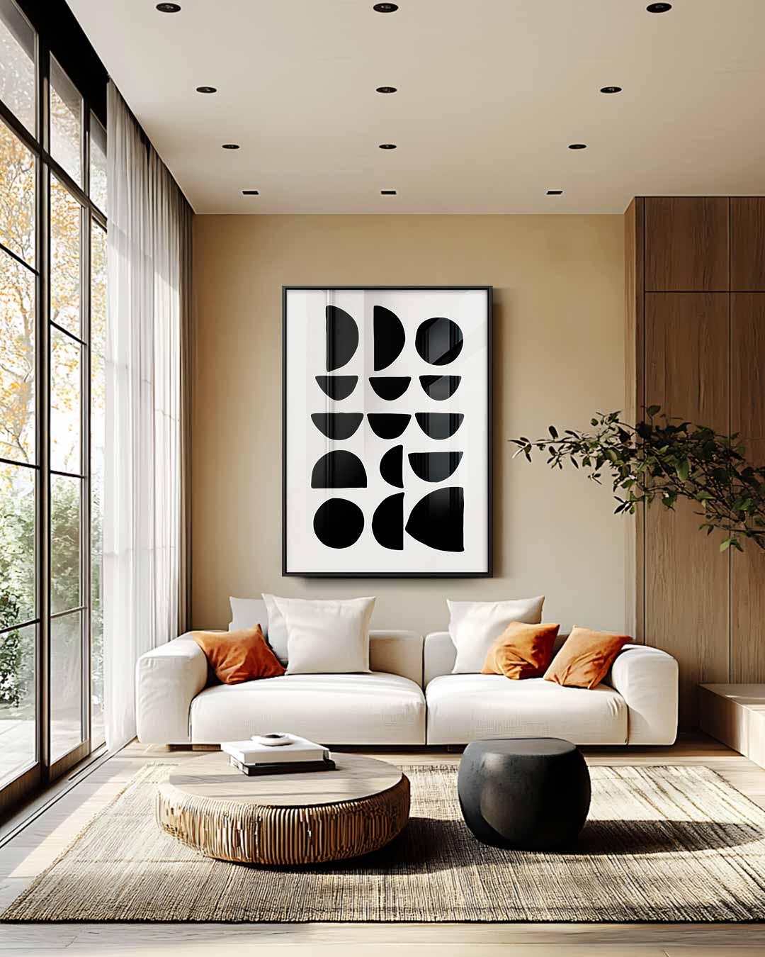 Abstracte Geometrische Compositie – staande wandkunst voor woonkamer of interieur