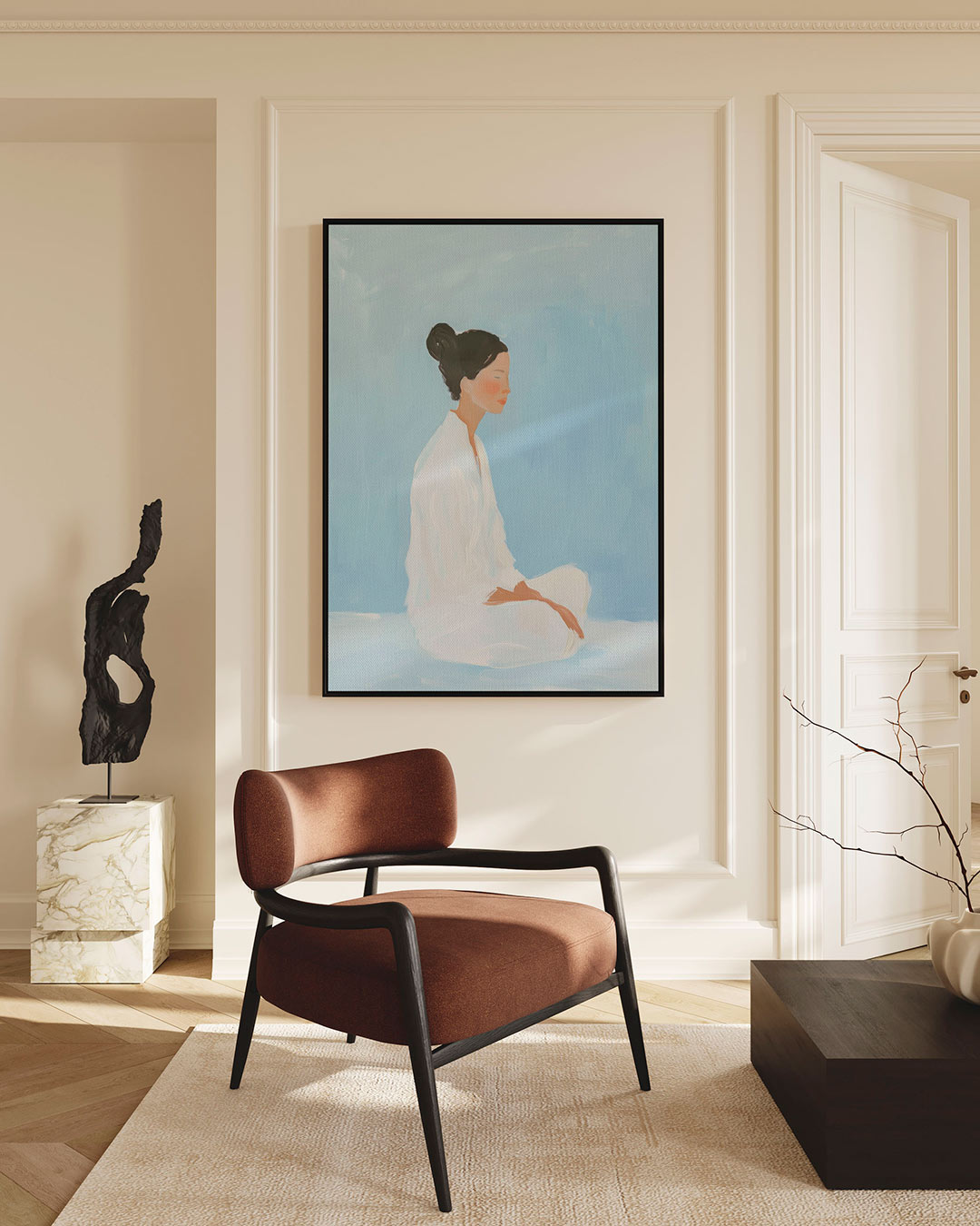 Rustige zittende vrouw – staand wanddecoratie kunstwerk