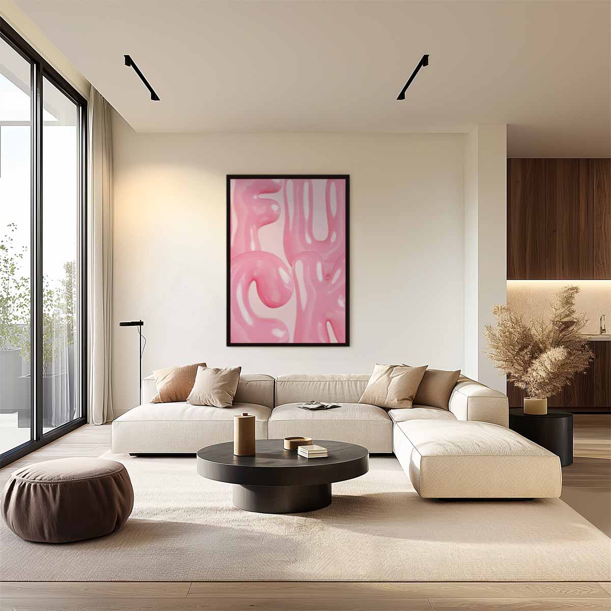 Speelse Roze Bubbelletters – staand kunstwerk voor modern interieur