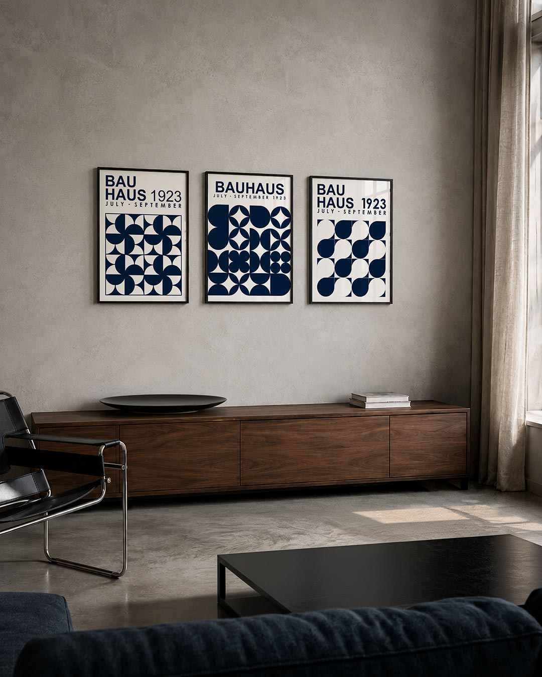 Vormen en vlakken posterset – tweede productweergave – deze posterset in drie delen toont een ritmisch patroon van halve