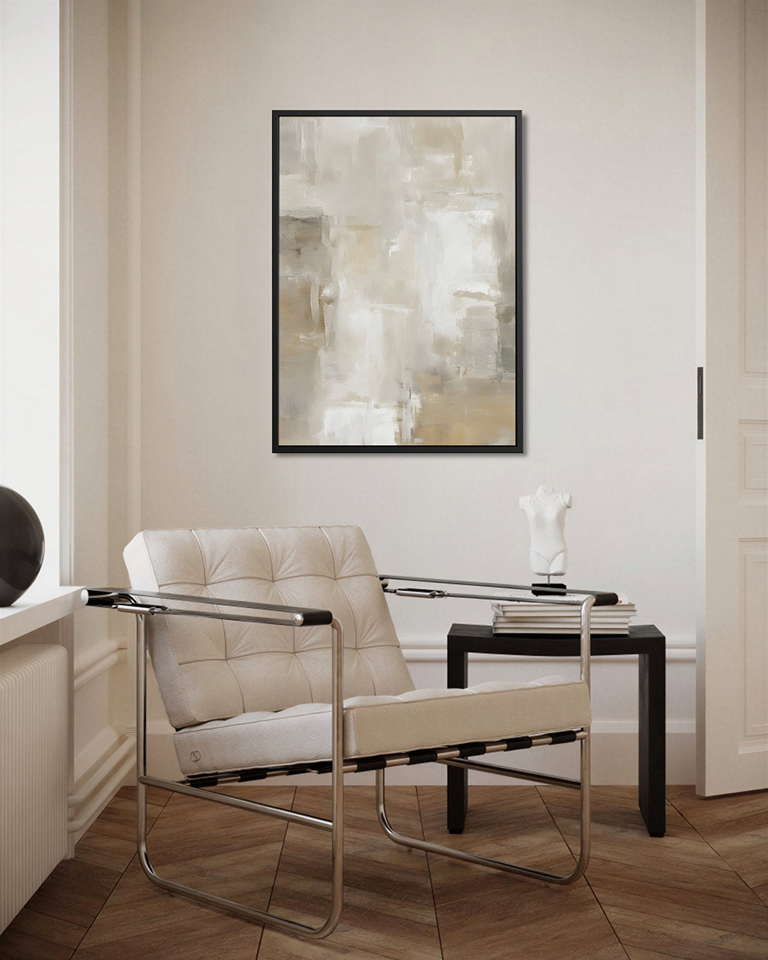 Zachte neutrale vormen – staand wanddecoratie kunstwerk