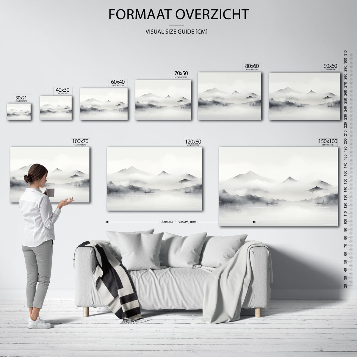 Berglandschap – liggende muurposter met abstracte vormen