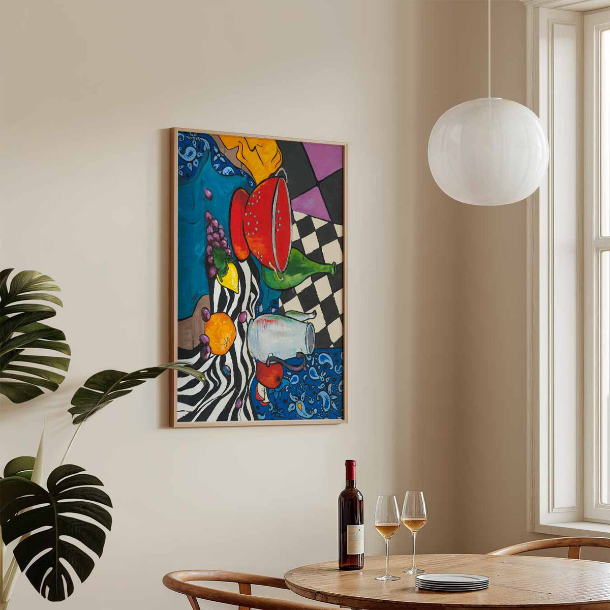 Kleurvolle Abstracte Fruitschaal – staande Popart wanddecoratie van WallArtistic