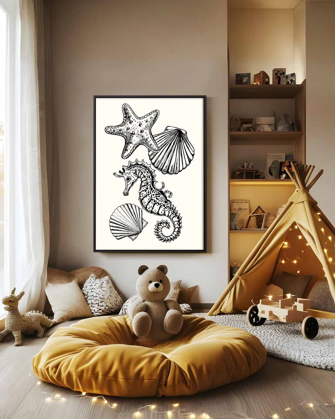 Zeeschatten Illustratie – dibond wanddecoratie in staand formaat