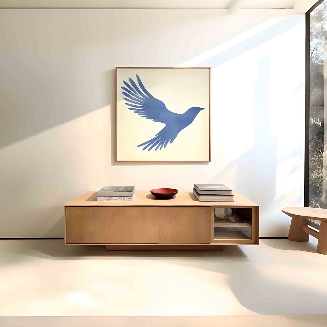 Vogel in vlucht – vierkante dieren wanddecoratie van WallArtistic