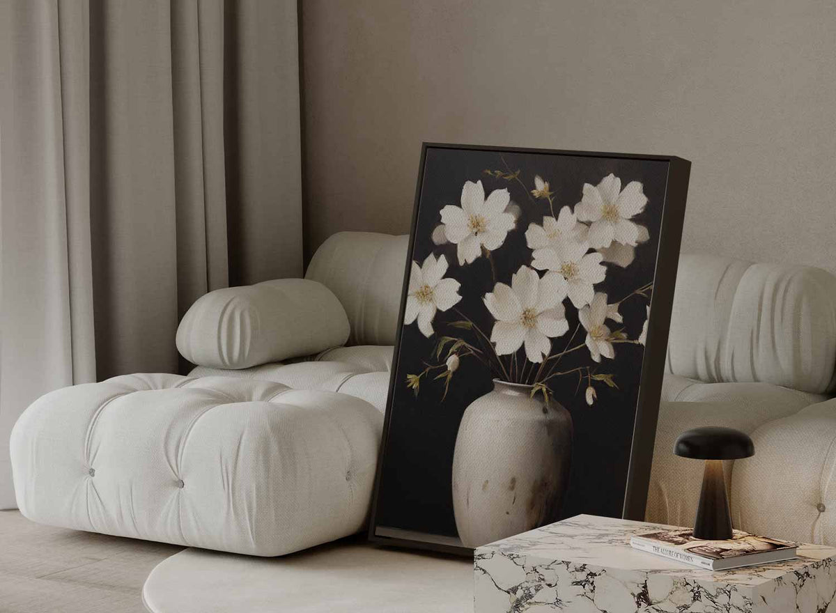 Bloemen in een Witte Vaas – plexiglas wanddecoratie in portret formaat
