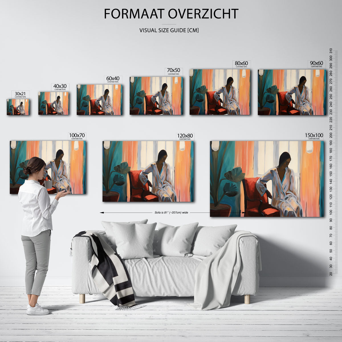 Vrouw in stoel – liggende muurposter met vrouwelijk portret