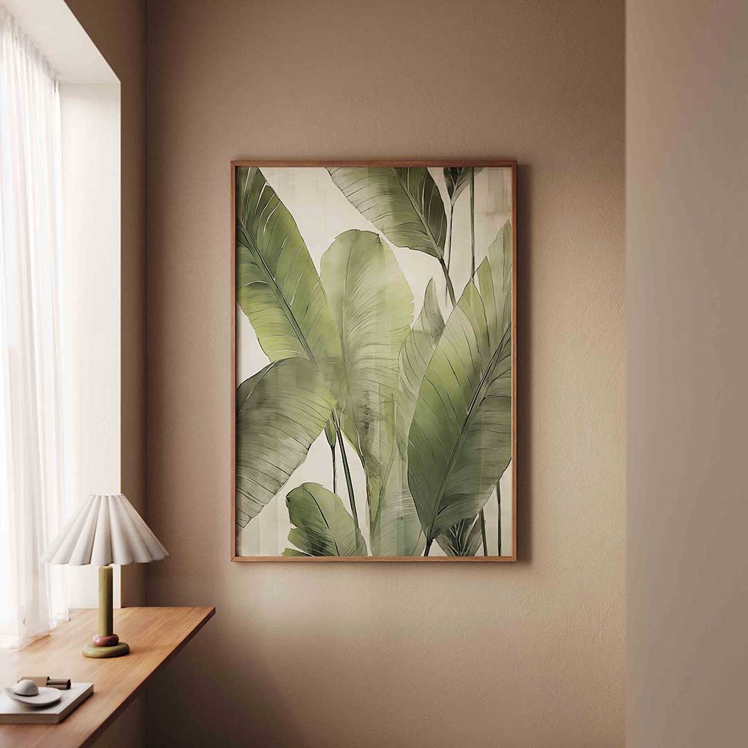 Grote groene bladeren – staande jungle wanddecoratie van WallArtistic