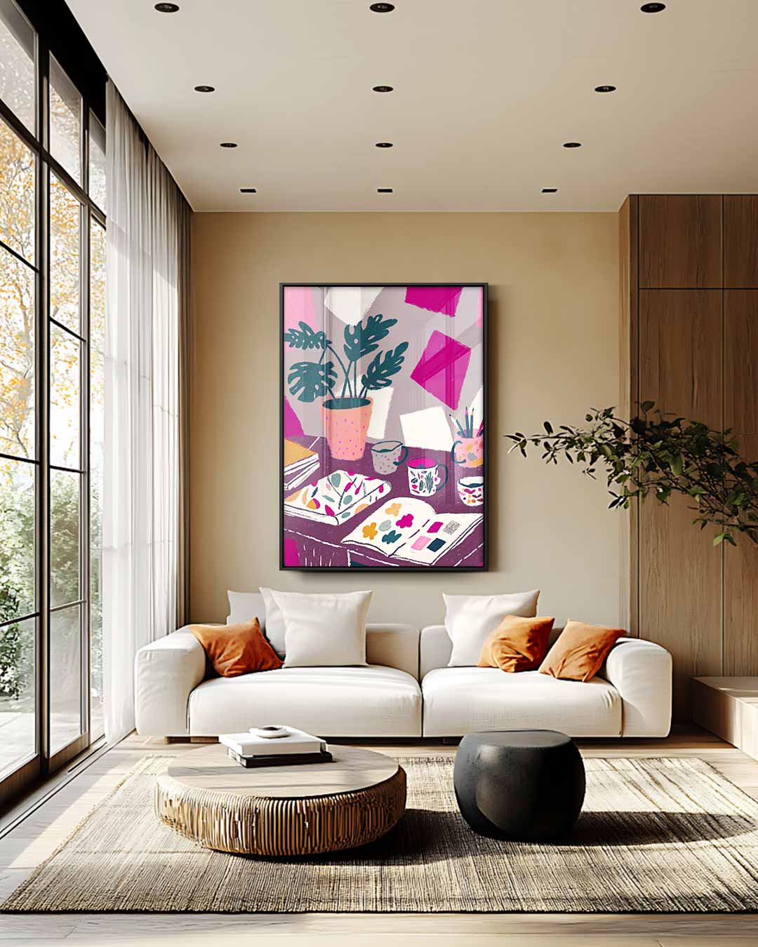 Kleurrijk Ateliertafereel – modern portret kunstwerk van WallArtistic