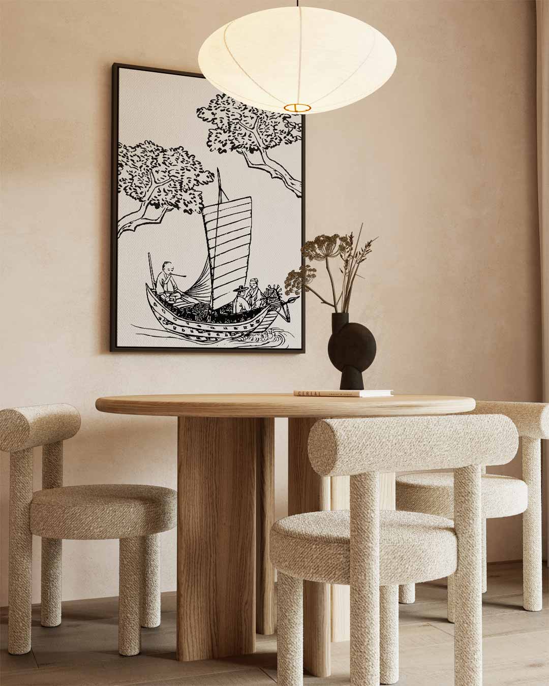 Traditionele Japanse Bootscene – staand kunstwerk voor modern interieur
