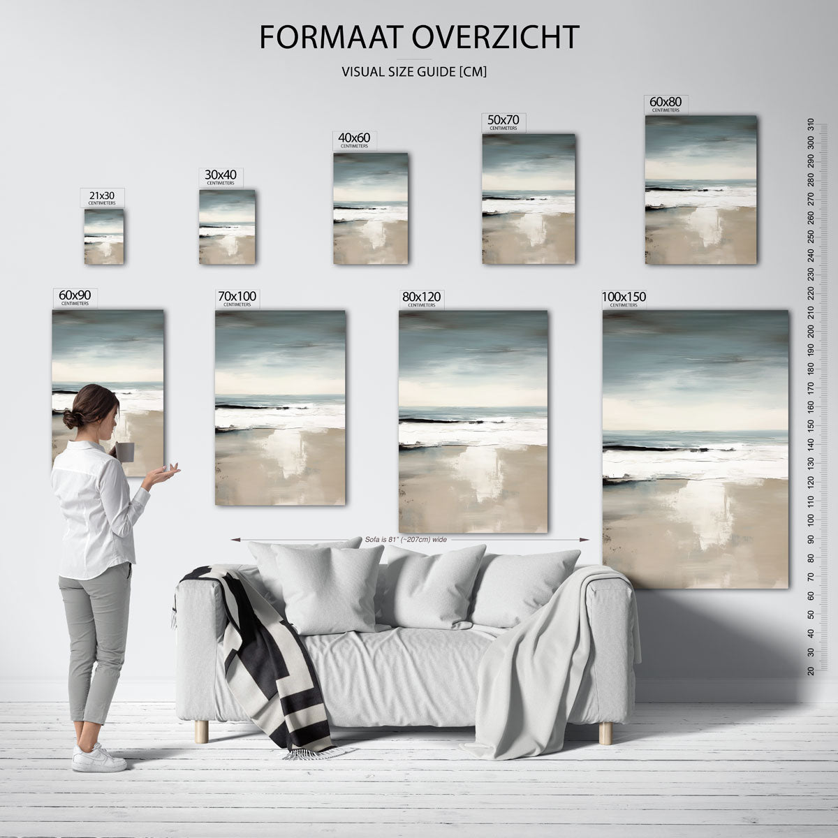 Strand en zee – staande muurposter met kleurrijke abstracte vormen