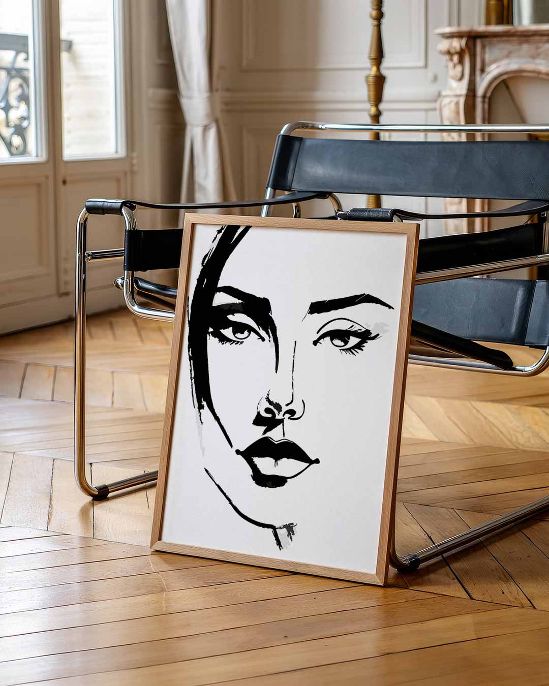 Minimalistische Gezichtsillustratie – urban poster in staand formaat