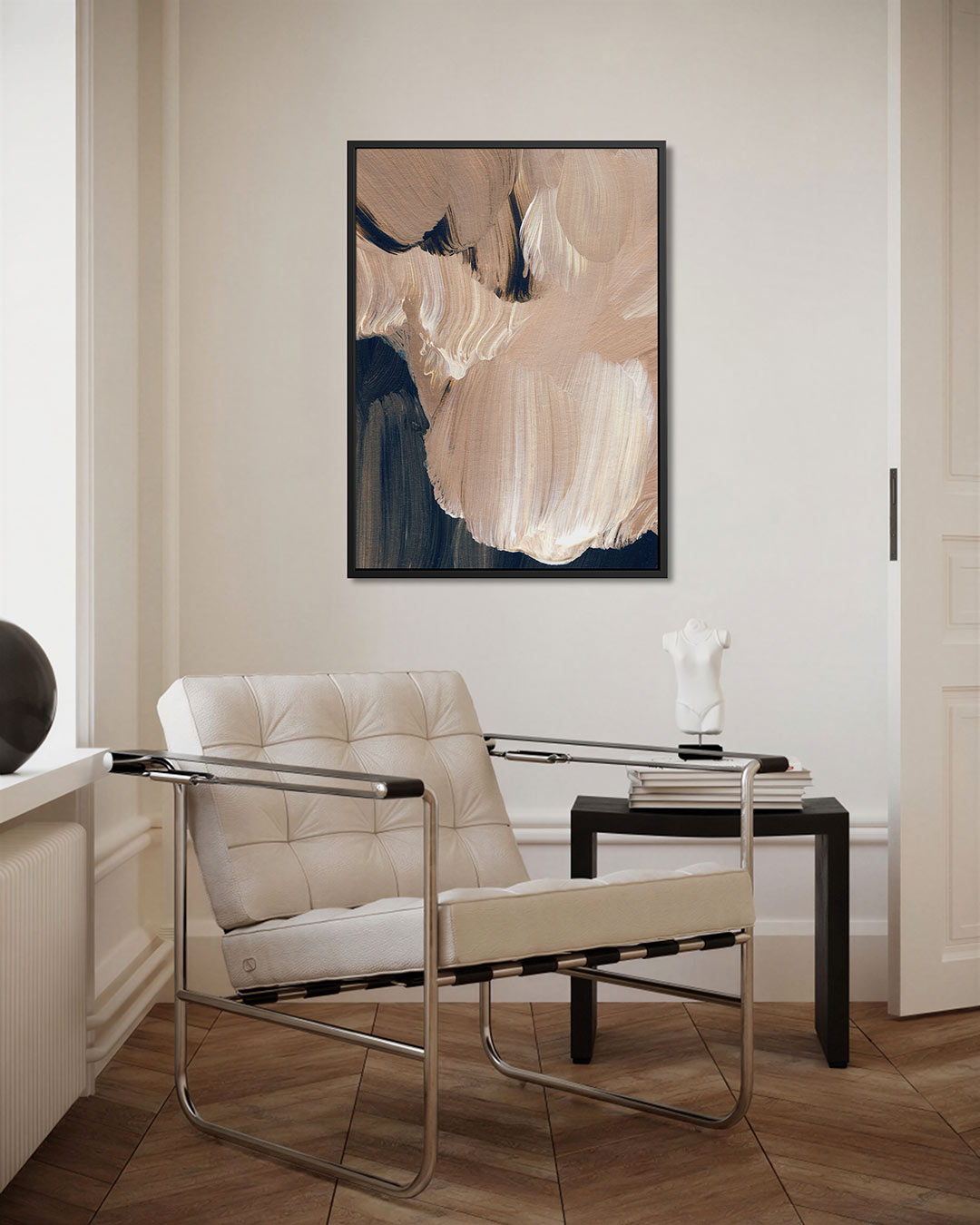 Organische penseelstreken – kunstwerk als stijlvolle wanddecoratie