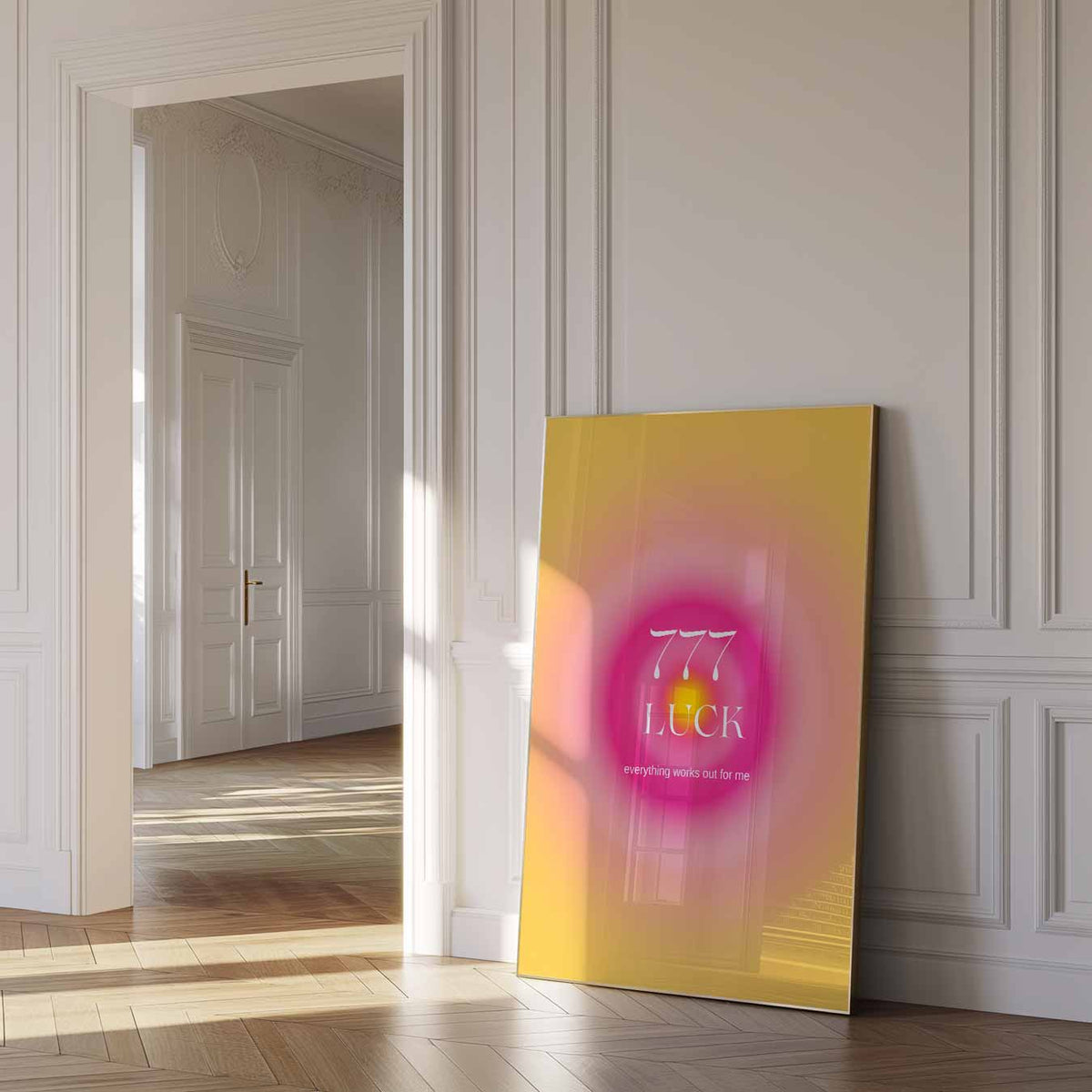 Geluksgetal 777 – mindful poster in staand formaat