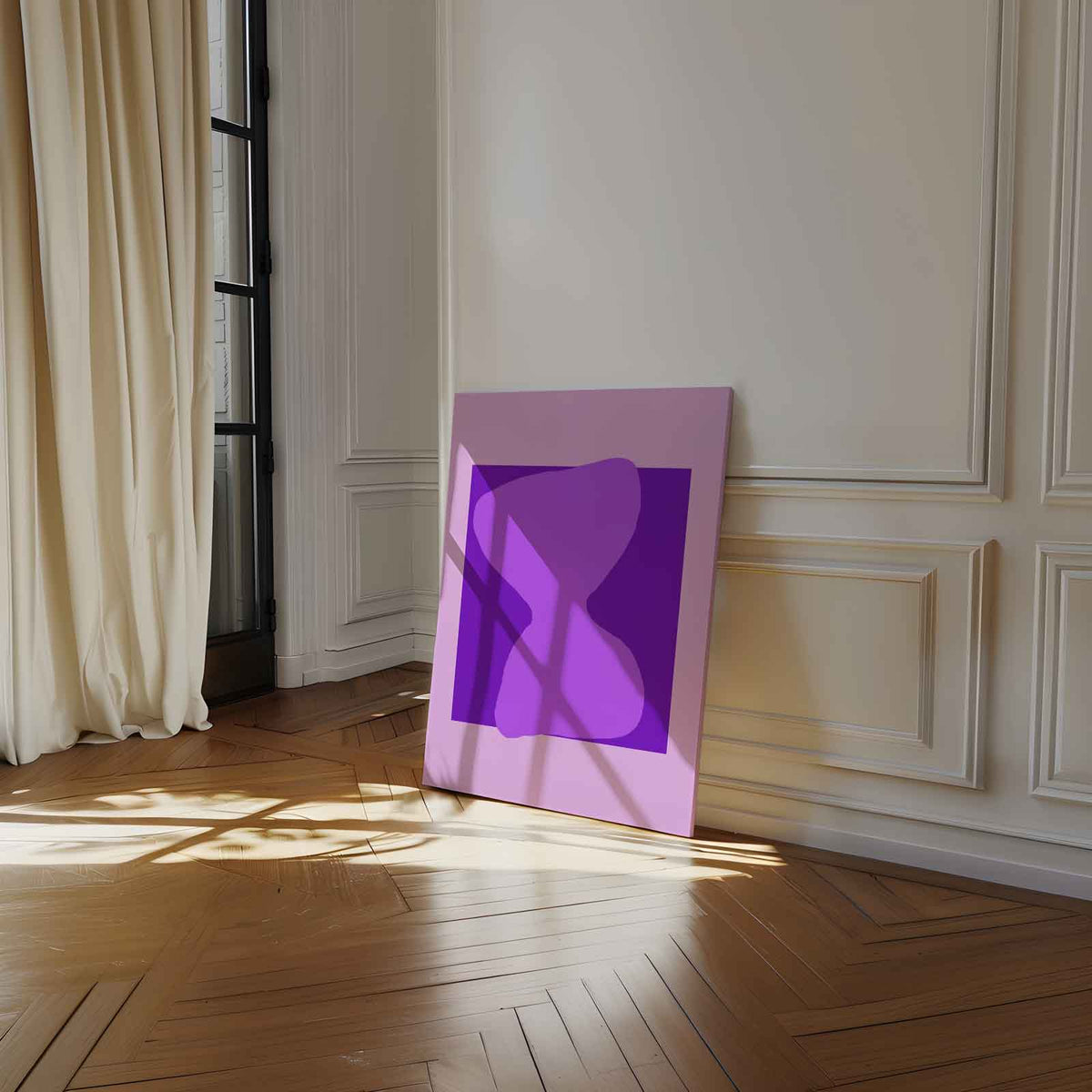 Speelse Paarse Vormen – modern portret kunstwerk van WallArtistic