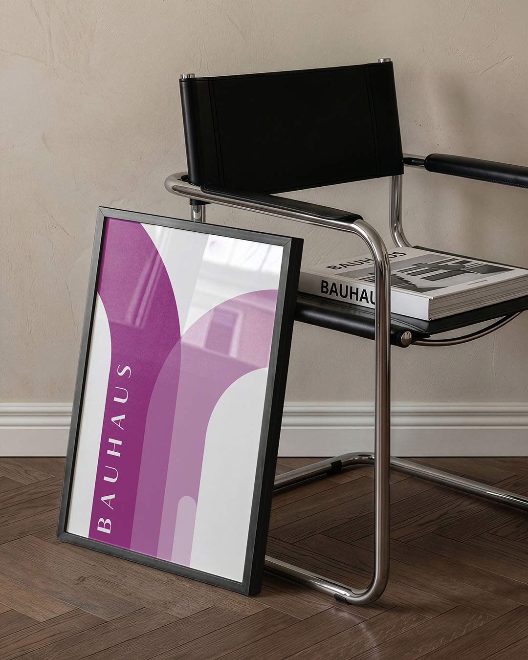 Kleurvlakken en lijnen – staande Bauhaus poster voor aan de muur