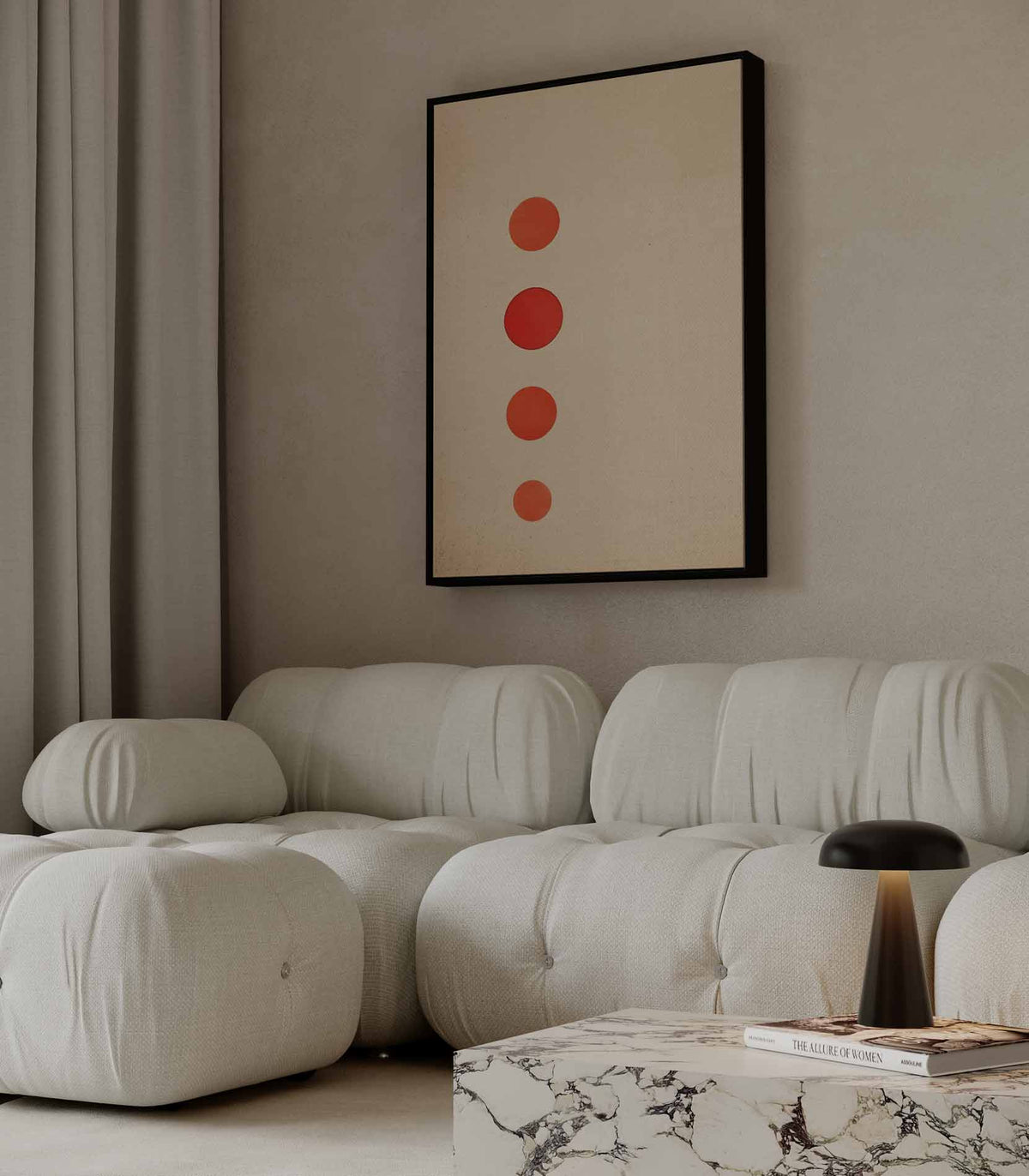 Minimalistisch Rood Cirkelkunstwerk – portret wandkunst van WallArtistic