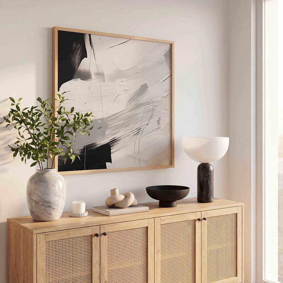 Abstracte zwart en wit – abstracte wandkunst als vierkante poster