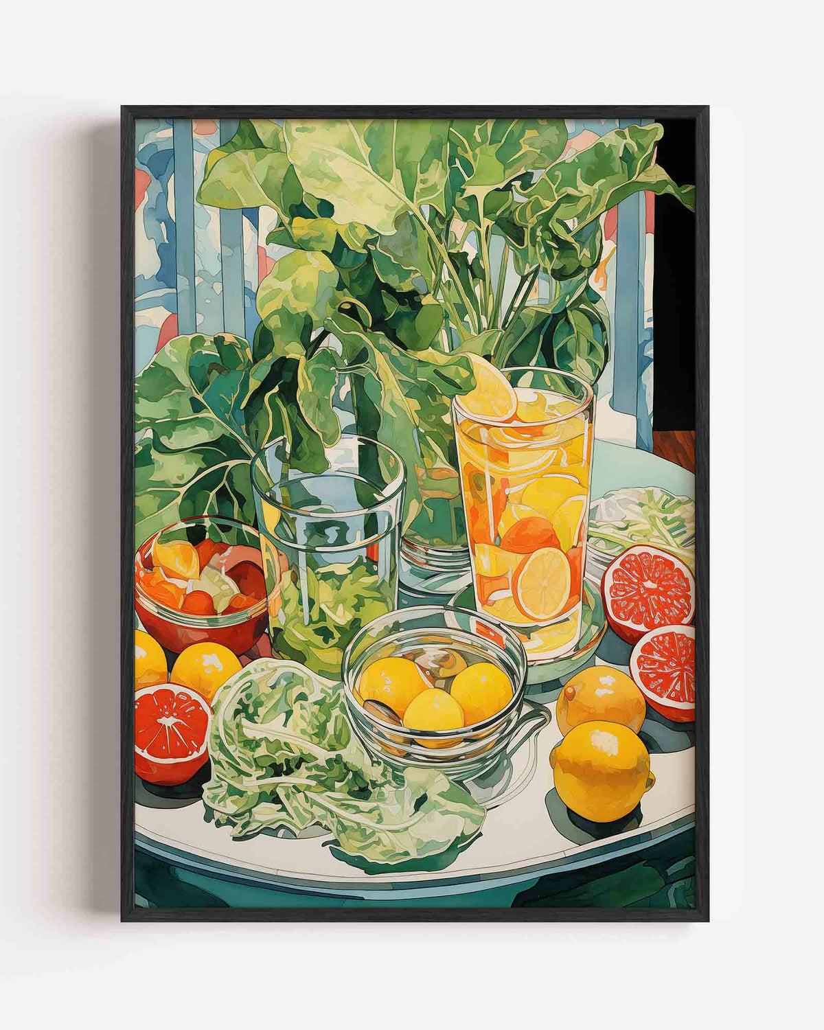 Groene bladeren en citrus – botanische portret poster als wanddecoratie