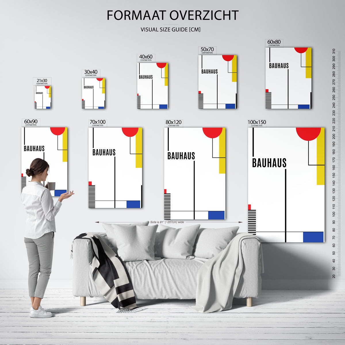 Lijnen en kleurvlakken – geometrische poster in Bauhaus-stijl van WallArtistic