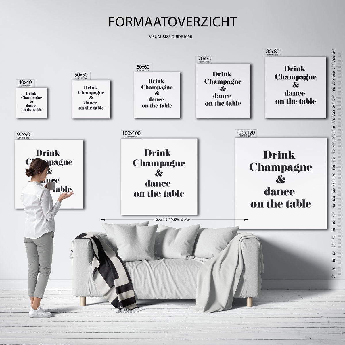 Drink champagne – vierkante muurposter voor keuken of eethoek