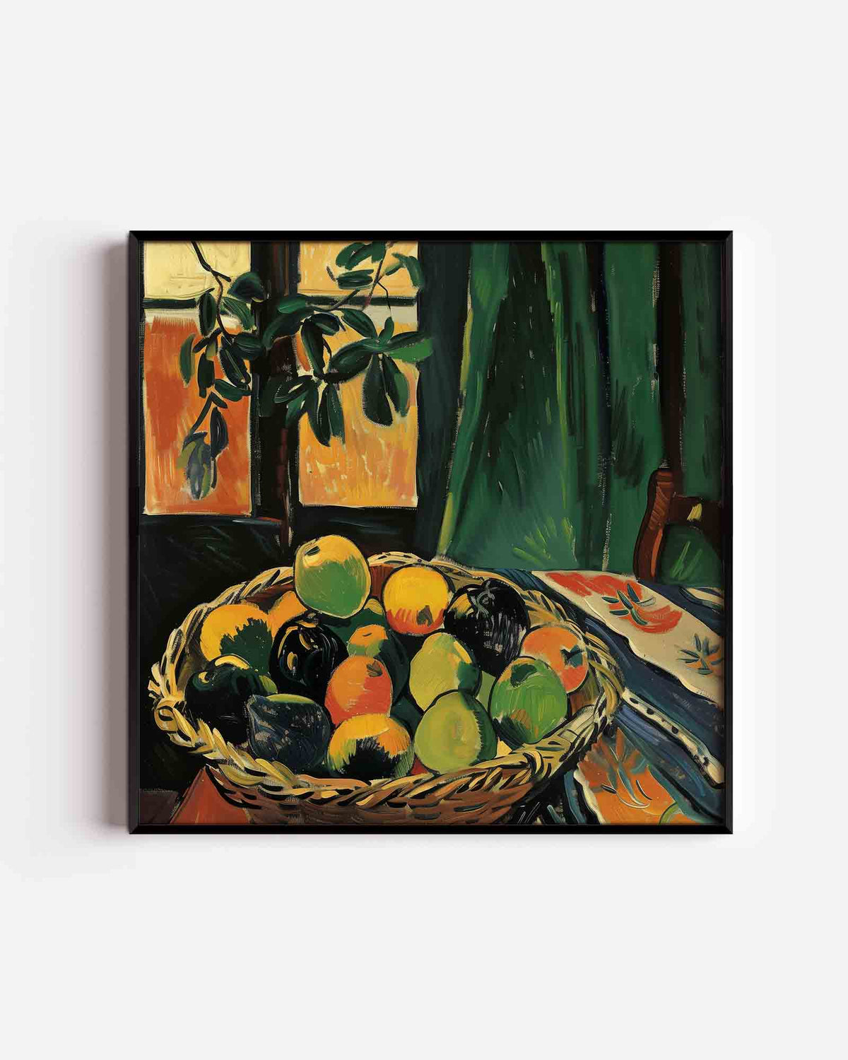 Mand met fruit – design vierkante poster als wanddecoratie