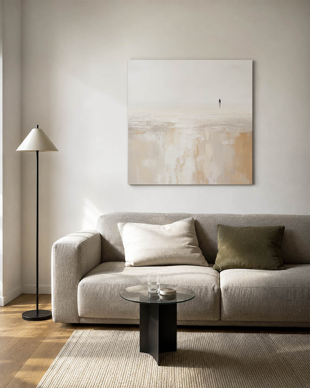 Abstract kunstwerk – vierkante wanddecoratie – een abstract kunstwerk met donkere tinten en een rustige visuele opbouw.