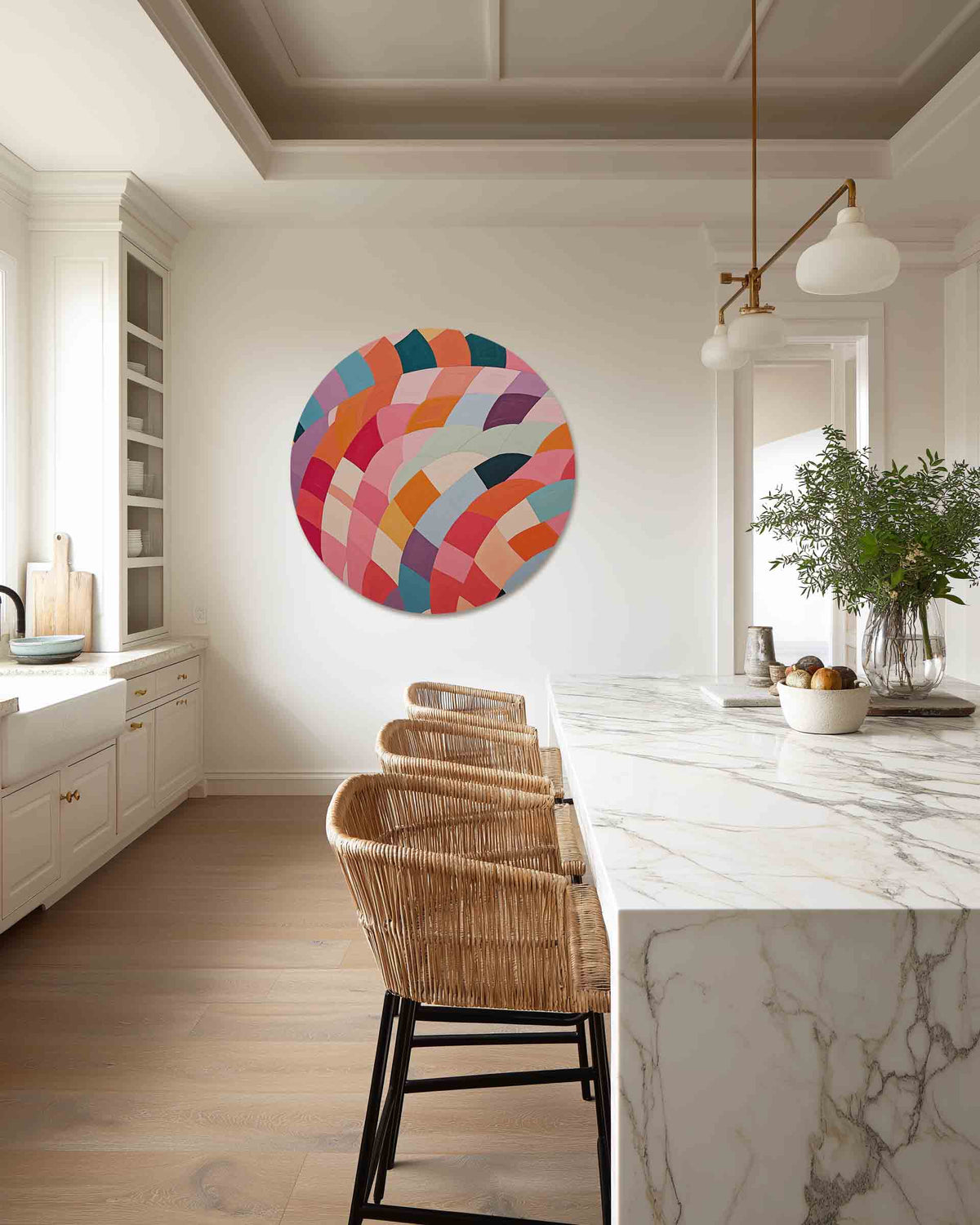 Kleurrijke patronen – abstracte muurcirkel als ronde wanddecoratie
