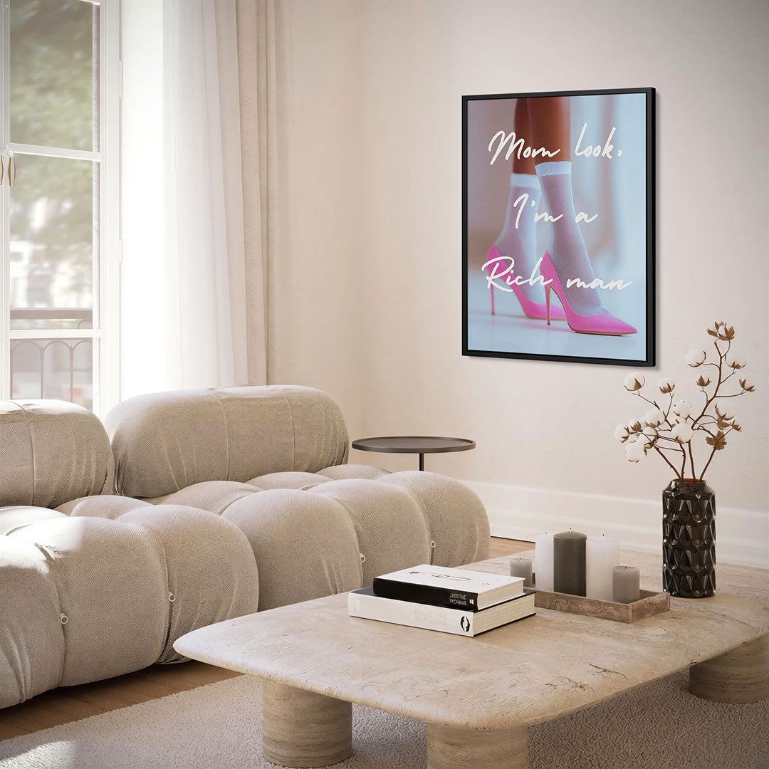 Roze hakken statement – staand wanddecoratie kunstwerk