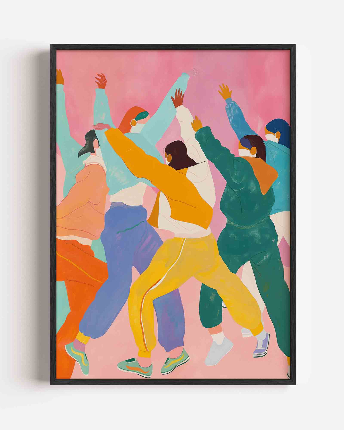 Dansende figuren – hedendaagse illustratie portret poster als wanddecoratie