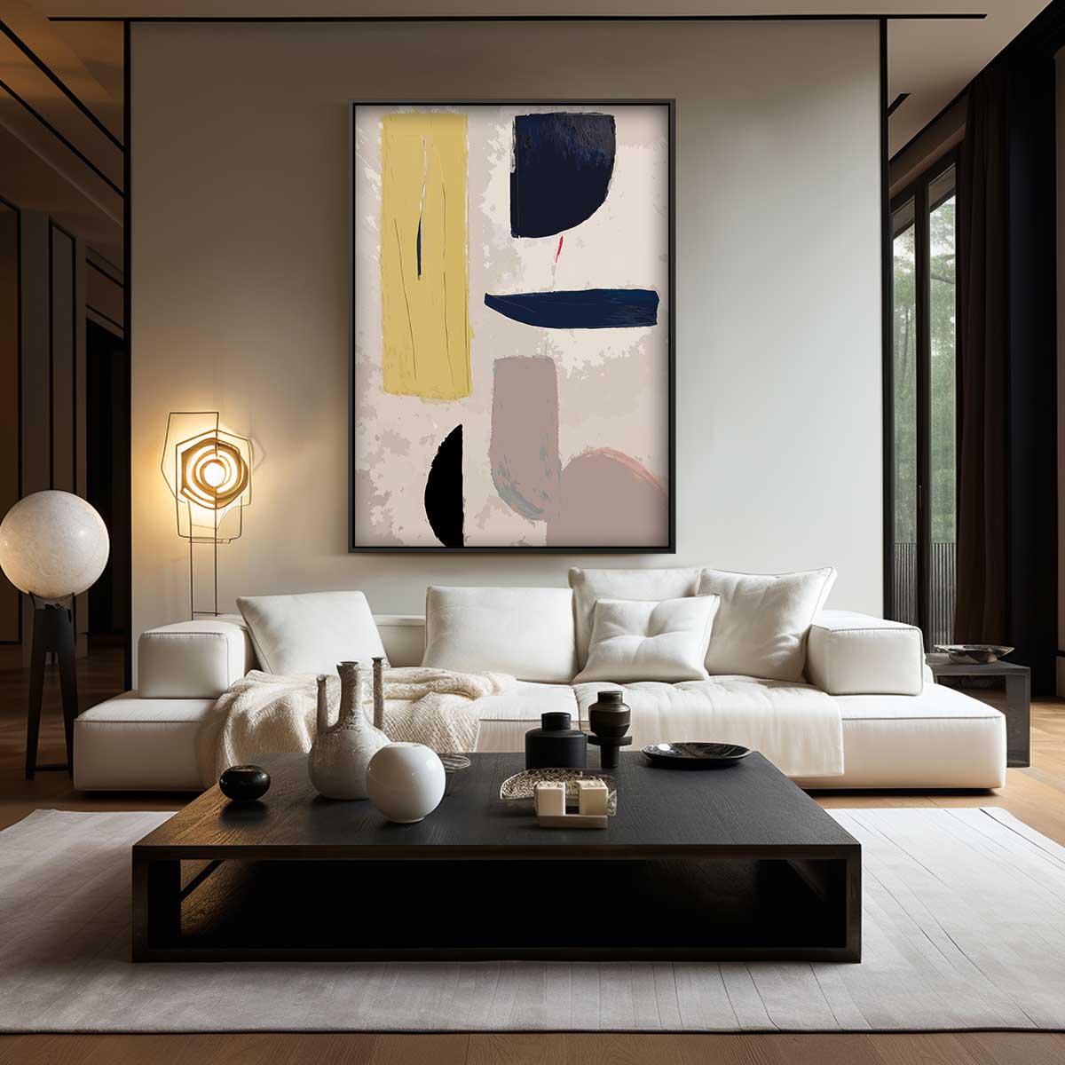 Moderne Abstracte Compositie – modern portret kunstwerk van WallArtistic
