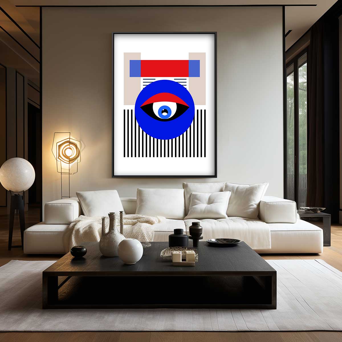 Modern Geometrisch Oogkunstwerk – kunstwerk met zwarte baklijst