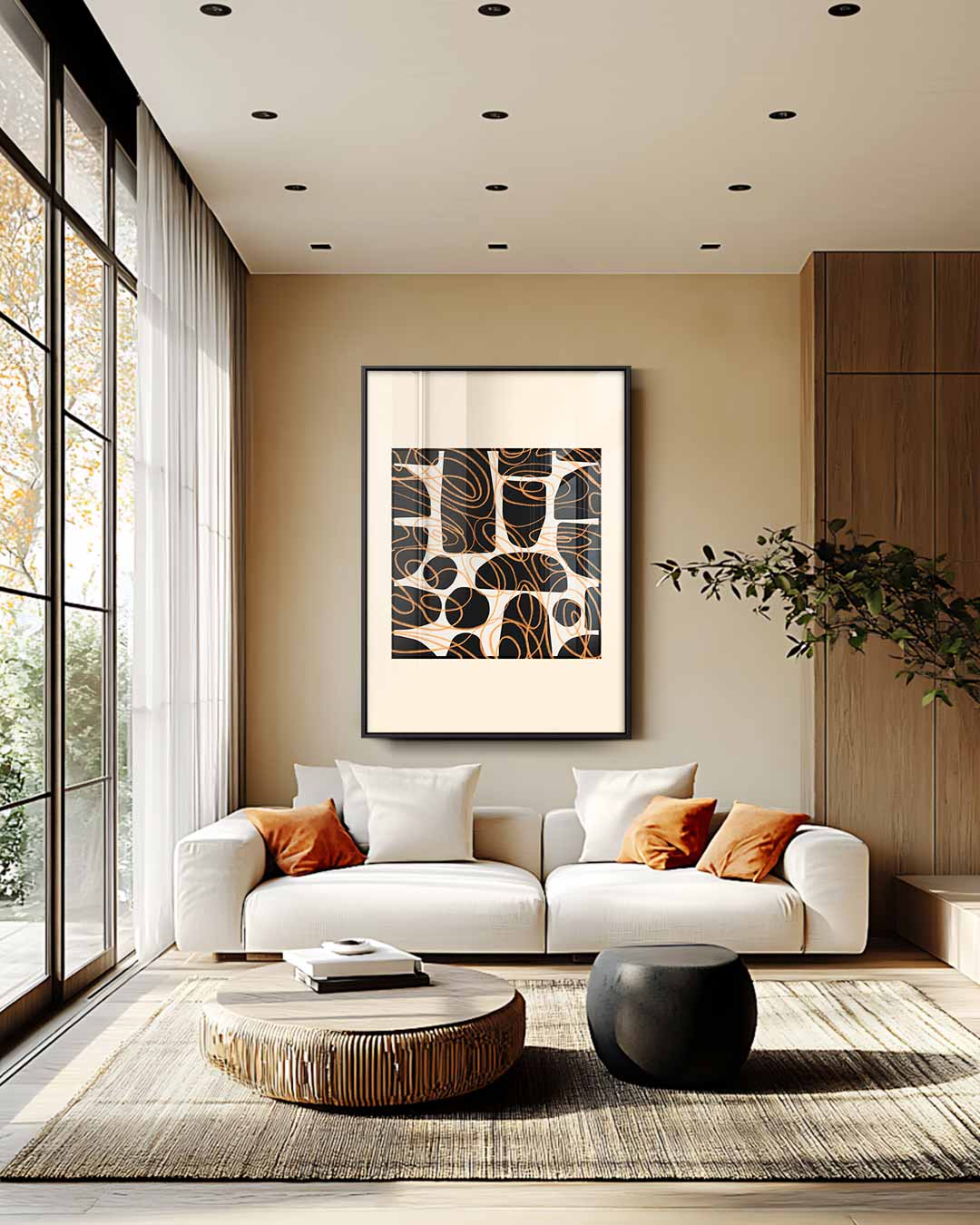 Speelse Draaikolken – staande wandkunst voor woonkamer of interieur
