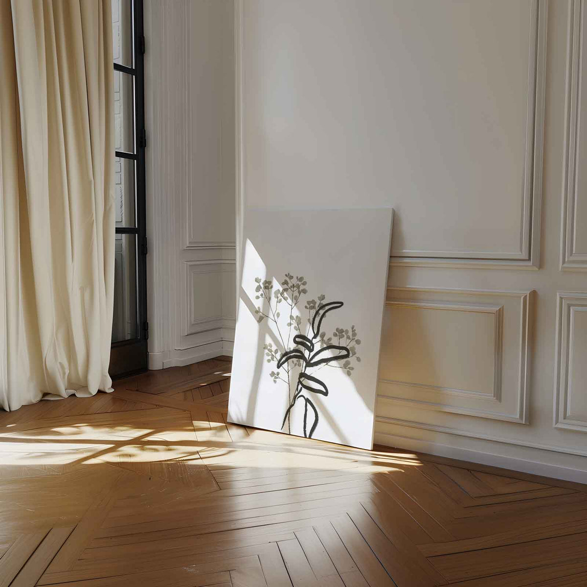 Minimalistische Botanische Illustratie – canvas wanddecoratie in portret formaat