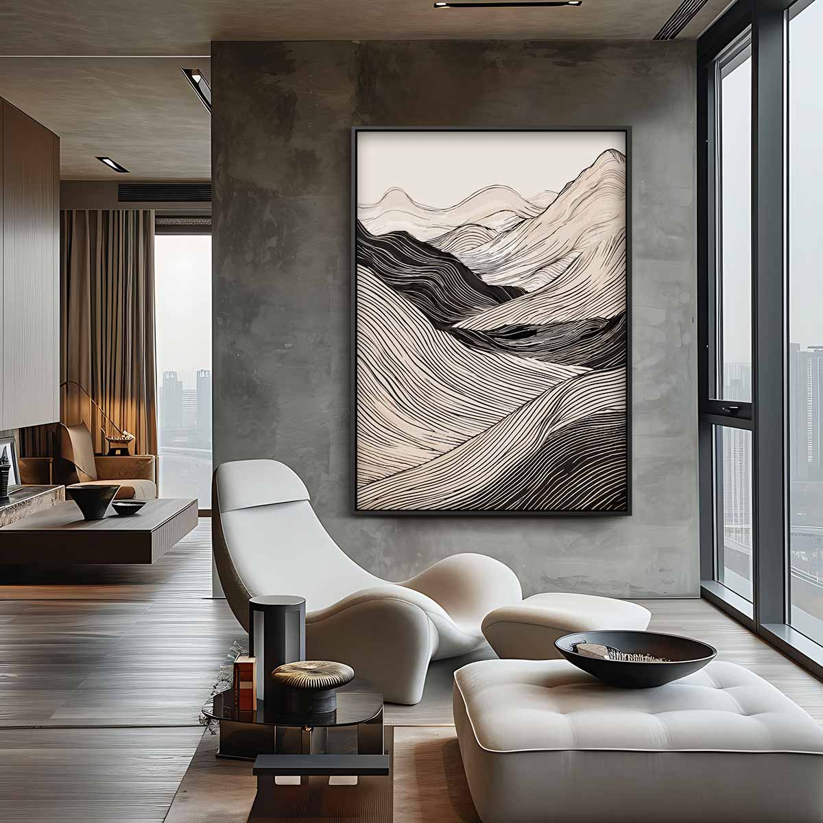 Zachte Lijnen Landschap – canvas wanddecoratie in portret formaat