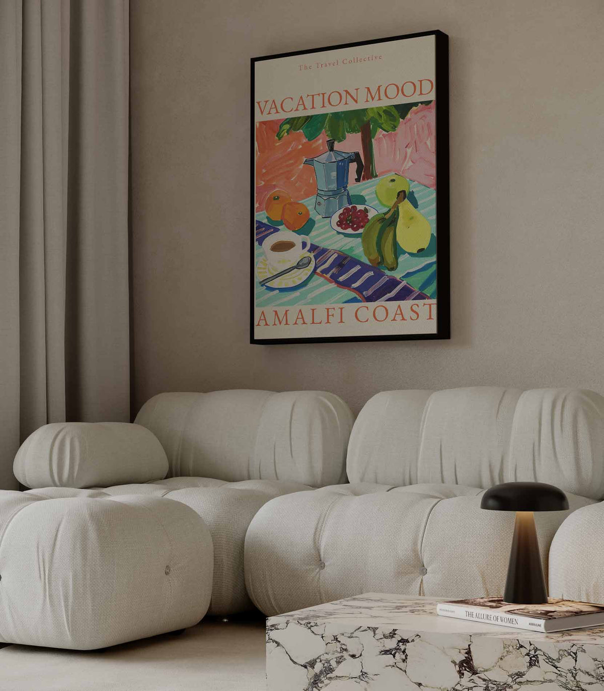 Vakantiestemming aan de Amalfikust – canvas kunstwerk als wanddecoratie