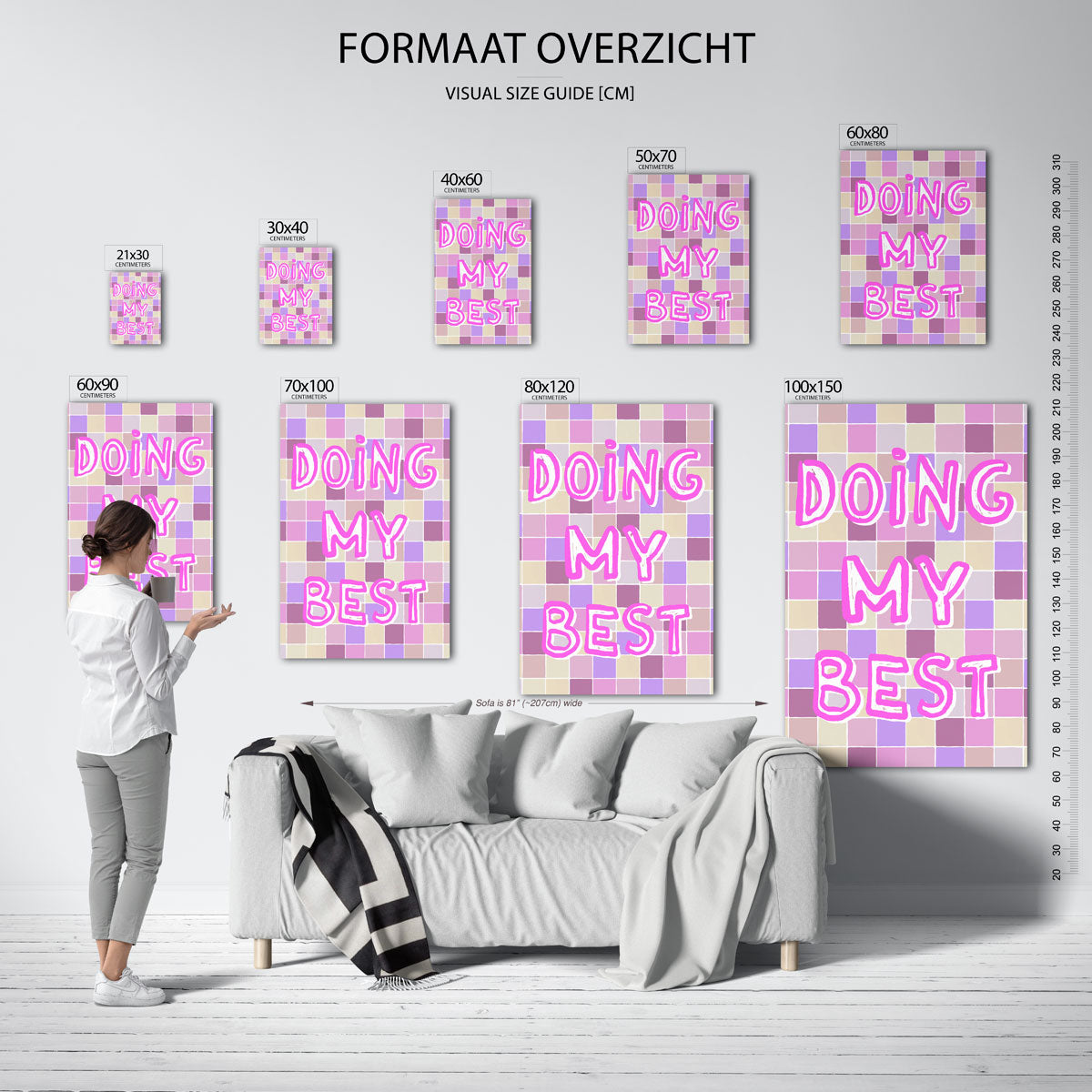 Doing my best – staande muurposter met kleurrijke illustratie