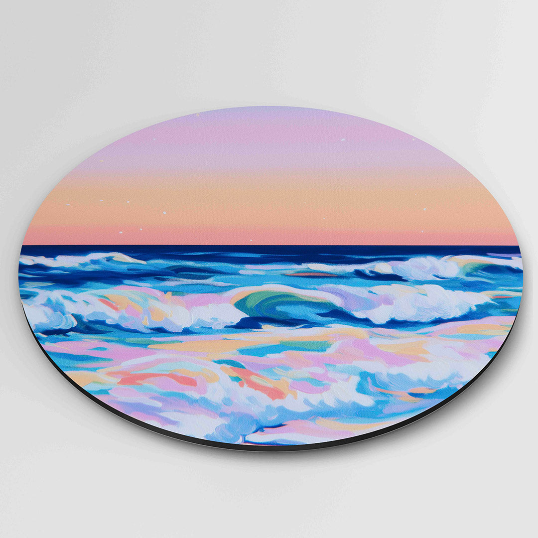 Golvende zee – kleurrijke ronde wanddecoratie van WallArtistic