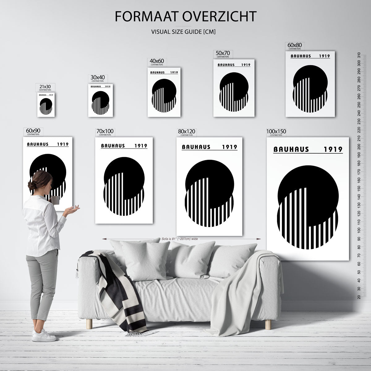 Cirkel en strepen – geometrische poster in Bauhaus-stijl van WallArtistic