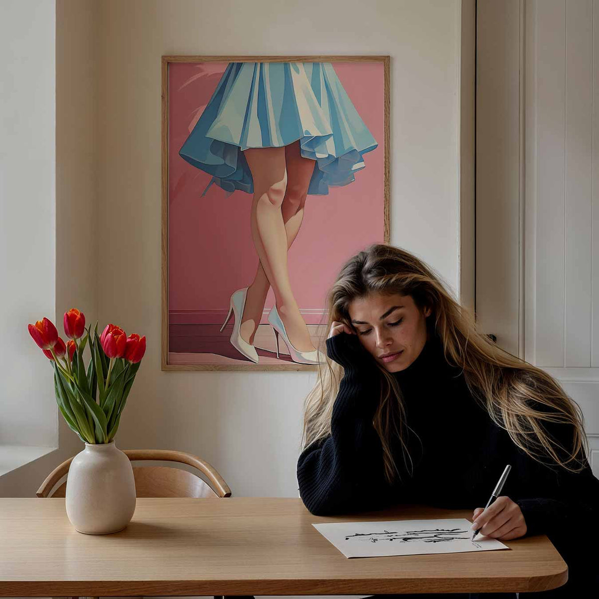 Vrouwelijke Elegantie – Popart poster als moderne urban wanddecoratie