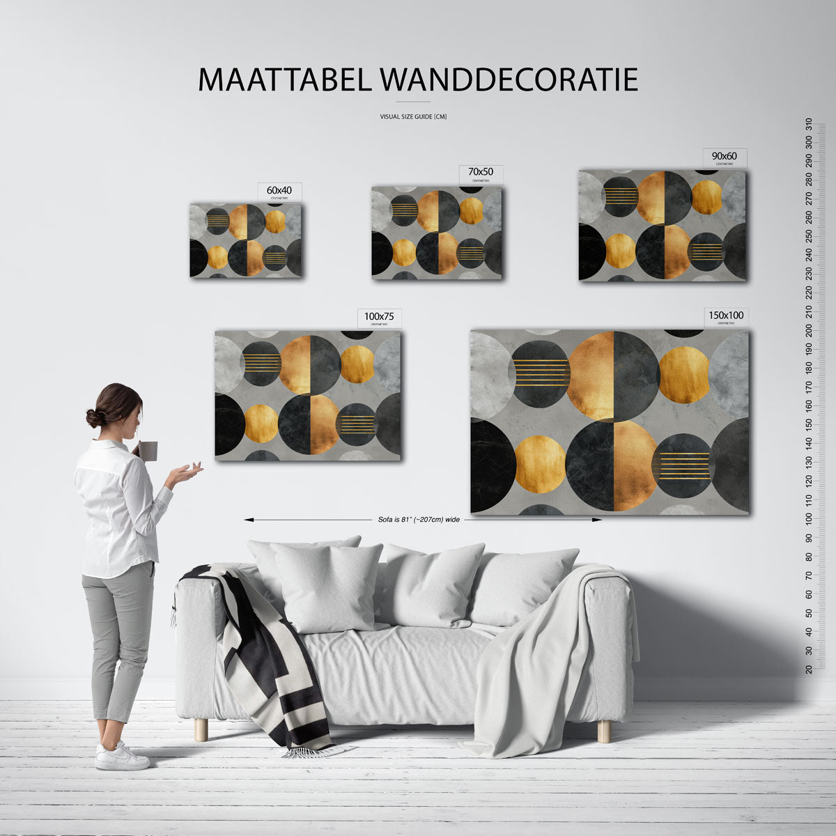 Geometrische cirkelcompositie – Geometrische – moderne liggende wandkunst