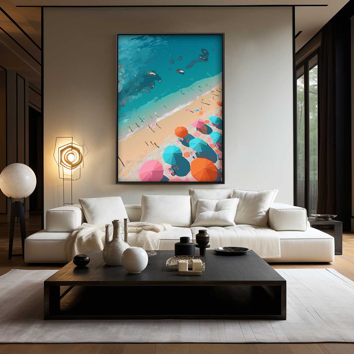 Zomerse Stranddag – kunstwerk met zwarte baklijst