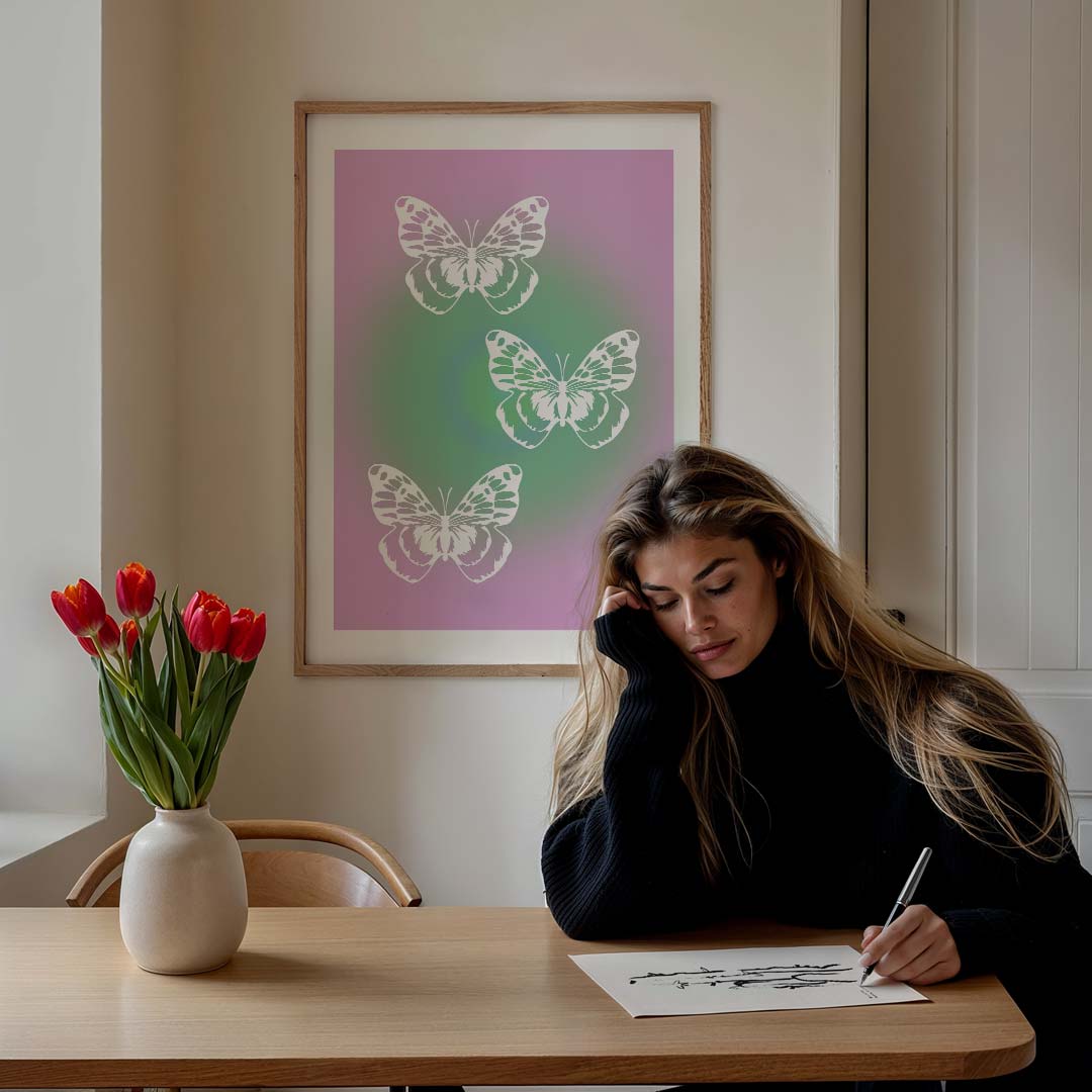 Vlinder Romantiek Wanddecoratie – staande muurposter voor een modern interieur