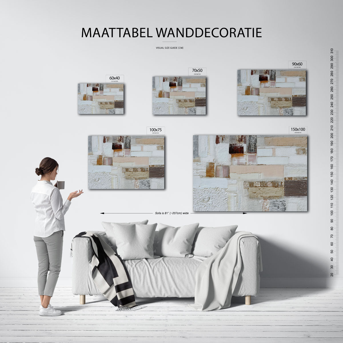 Gelaagde textuur compositie – Intrigerende – moderne liggende wandkunst