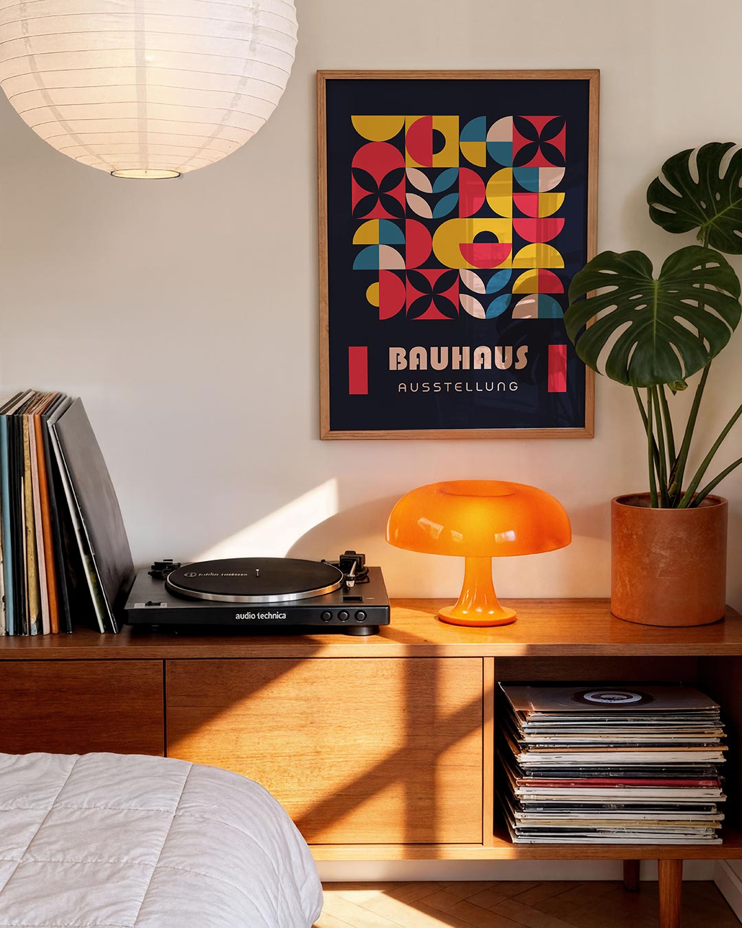 Vormritme en kleur – moderne Bauhaus wandkunst als poster