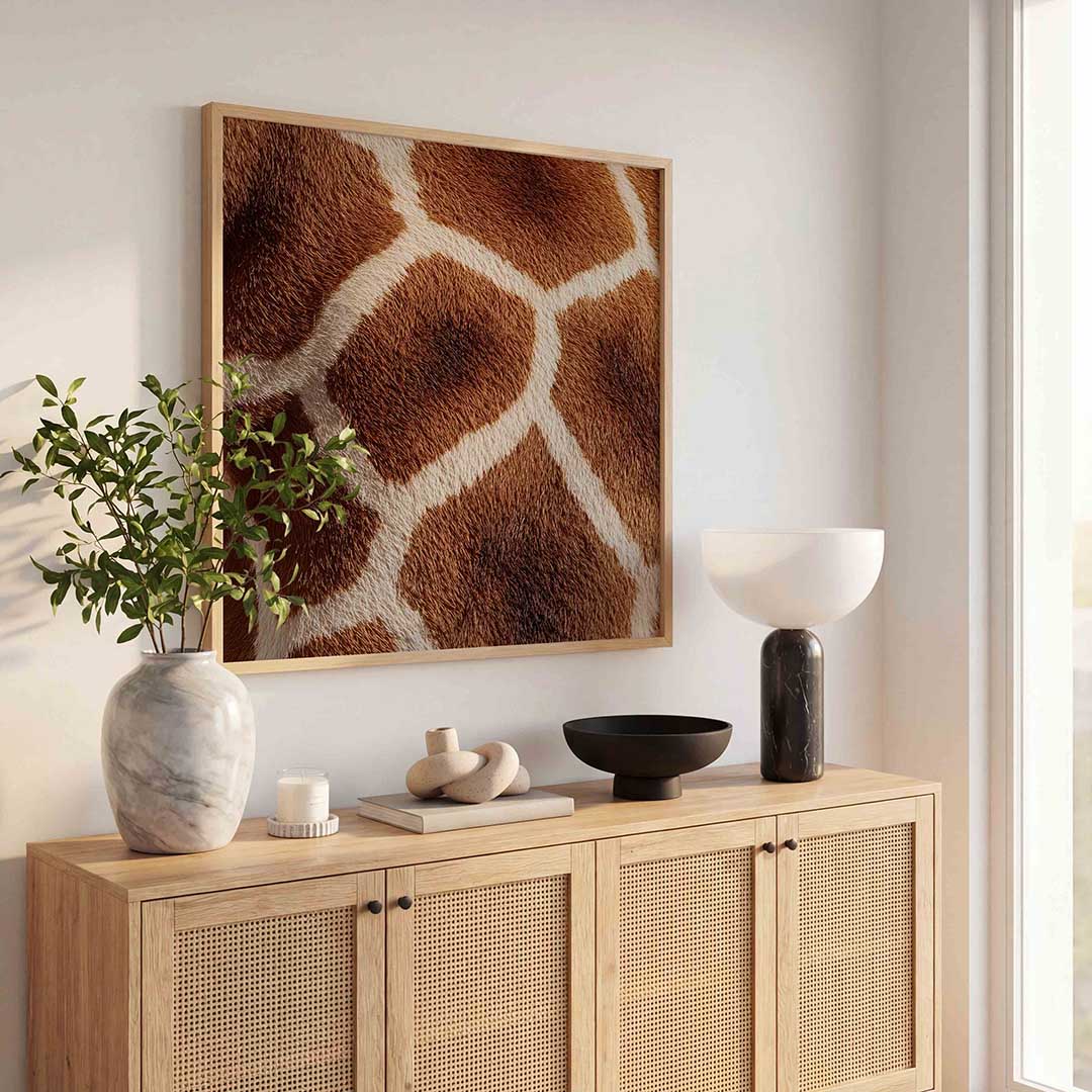 Giraffe patroon – tropische wandkunst als vierkante poster