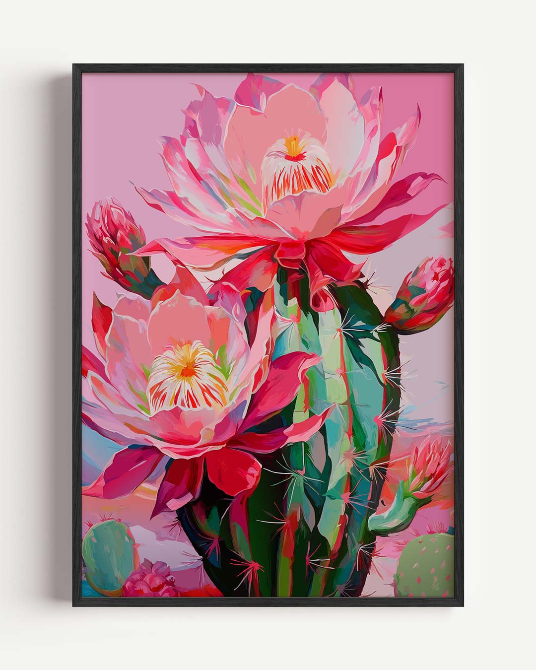 Kleurrijke Cactus Bloemenpracht – paas portret poster als wanddecoratie