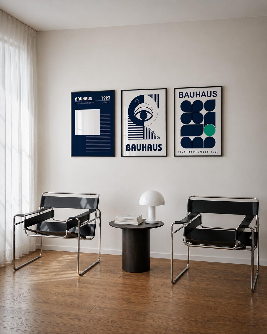 Lijnen en vlaken driedelige posterset – deze posterset in drie delen toont een spel van lijnen en vlakken. Een groot wit