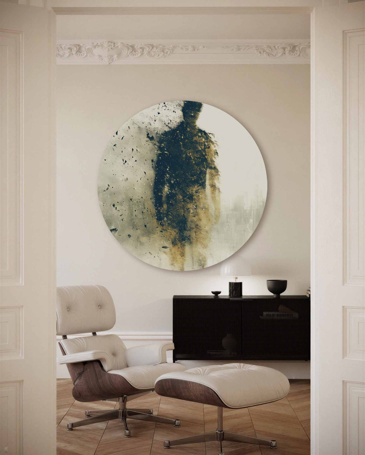 Abstracte figuur – portret muurcirkel als ronde muurdecoratie
