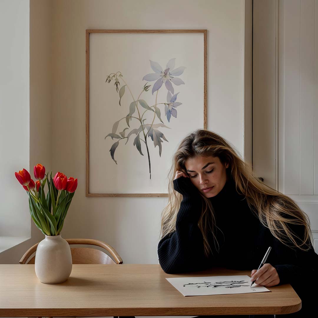Droomachtige Bloemenpracht – staande verfijnde wanddecoratie van WallArtistic